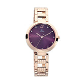 Titan Women's Watch Purple Dial Rose Gold Stainless Steel Strap Watch, 2480WM02
