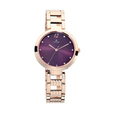 Titan Women's Watch Purple Dial Rose Gold Stainless Steel Strap Watch, 2480WM02