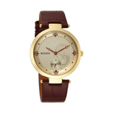 Titan Tet Men's Watch Analog Champange Dial With Maroon Leather Strap Watch, 2480YL01