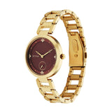 Titan Tet Men's Watch Analog Red Dial Gold Stainless Steel Band, 2480YM04