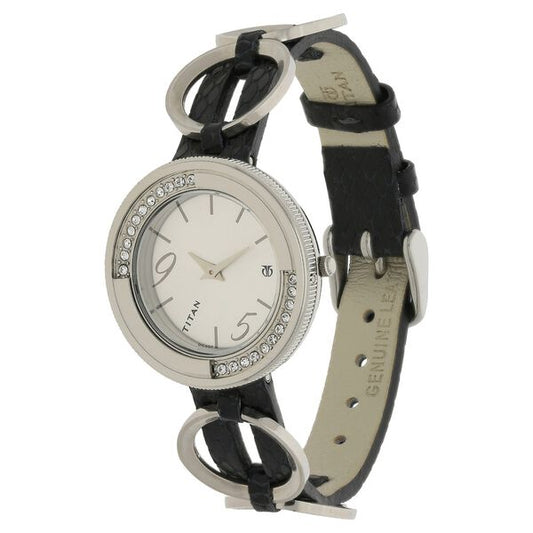 Titan, Men's, Analog Watch, Black Dial, with Leather Band, TI-2502SL02