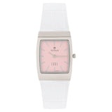 Titan Women's Edge Watch Analog Pink Dial With White Leather Strap, 2514SL03