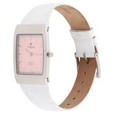 Titan Women's Edge Watch Analog Pink Dial With White Leather Strap, 2514SL03