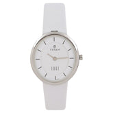 Titan Women's Edge Watch Analog White Dial With White Leather Strap, 2517SL01
