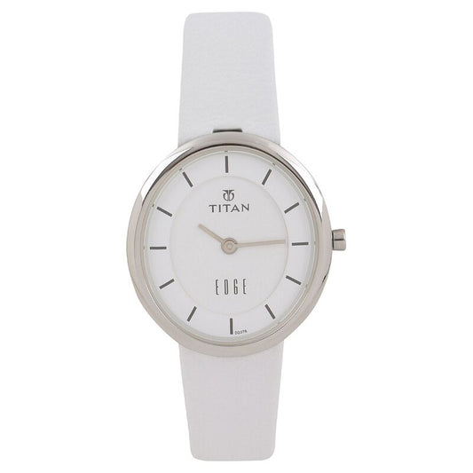 Titan, Women, Analog, Watch, White Dial, Leather Strap, 2517SL01