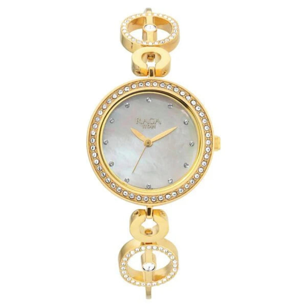 Titan TI-2539YM02 gold dial women watch