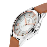 Titan Women's Watch Sparkle Collection Analog, Silver Dial Orange Leather Strap, 2565SL01