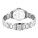Titan Women's Watch Analog Green Dial with Silver Stainless Steel Band, 2565SM04