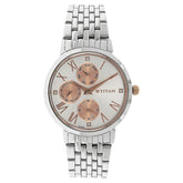 Titan Workwear Women's Watch Analog Rose Gold Dial With Silver Stainless Steel Band, 2569KM01