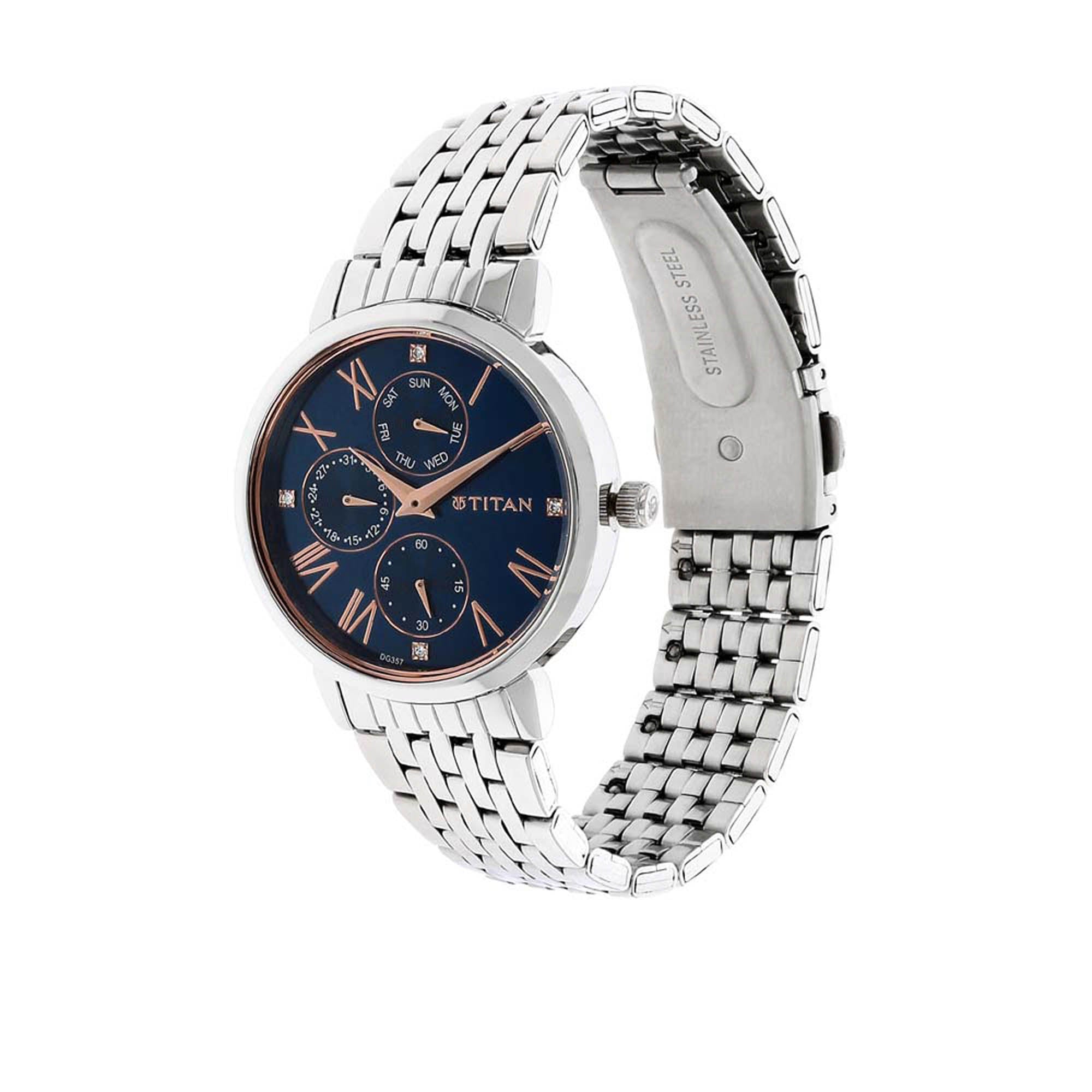 Titan Women's Watch Workwear Collection Analog, Blue Dial Silver Stainless Strap, 2569SM01 - view 2