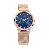 Titan Women's Watch Sparkle Collection Multifunction, Blue Dial Rose Gold Stainless Strap, 2569WM05