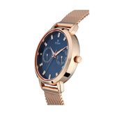 Titan Women's Watch Sparkle Collection Multifunction, Blue Dial Rose Gold Stainless Strap, 2569WM05