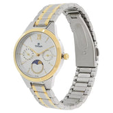 Titan Elegance Moonphase Women's Watch Analog Silver Dial with Two-toned Stainless Steel Band, 2590BM01