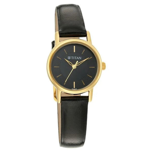 Titan, Men's, Analog Watch, Black Dial, with Leather Band, TI-2593YL03