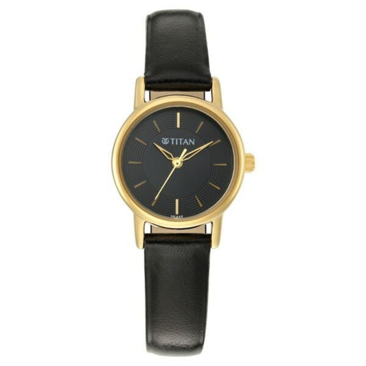 Titan, Women, Analog, Watch, Black Dial, Leather Strap, 2593YL03