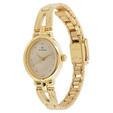 Titan Women's Watch Raga Collection Analog, Champagne Dial Gold Stainless Strap, 2594YM01