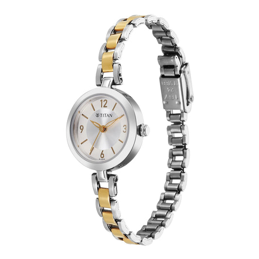 Titan Women's Watch Analog Silver Dial with Two-Toned Stainless Steel Band, 2598BM02