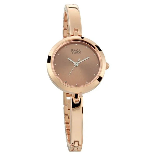 Titan Women's Watch Raga Rose Gold Dial Rose Gold Stainless Steel Strap Watch, 2606WM05