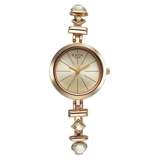 Titan, Women, Analog, Watch, Champagne Dial, Stainless steel Strap, 2606WM12
