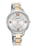 Titan Raga Facets Women's Watch Silver Dial With Two-toned Stainless Steel Band, 2617KM01