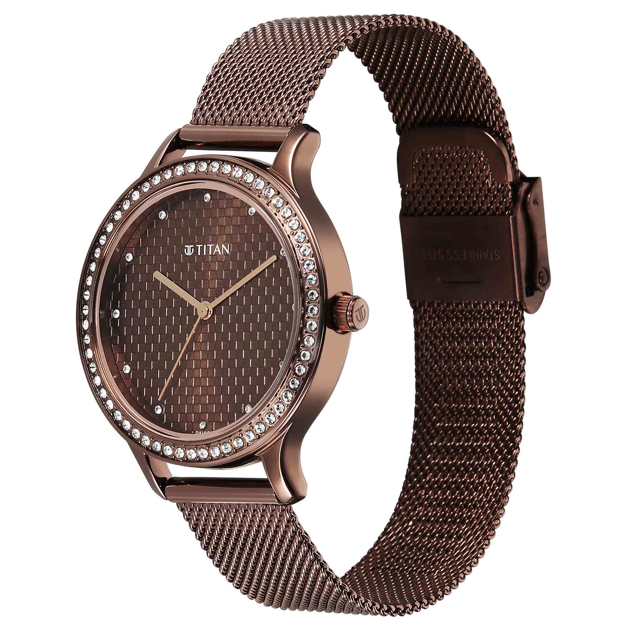 Titan, Men's, Analog Watch, Brown Dial, with Stainless Steel Band, TI-2634QM03