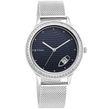 Titan Women's Watch Sparkle Collection Analog, Dark Blue Dial Silver Stainless Strap, 2634 - view 2