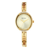Titan Women's Watch Champagne Dial Gold Stainless Steel Strap Watch, 2637YM01