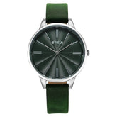 Titan Neo Women's Watch Quartz Analog Green Dial With Green Leather Strap, 2648SL11
