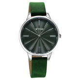 Titan Neo Women's Watch Quartz Analog Green Dial With Green Leather Strap, 2648SL11
