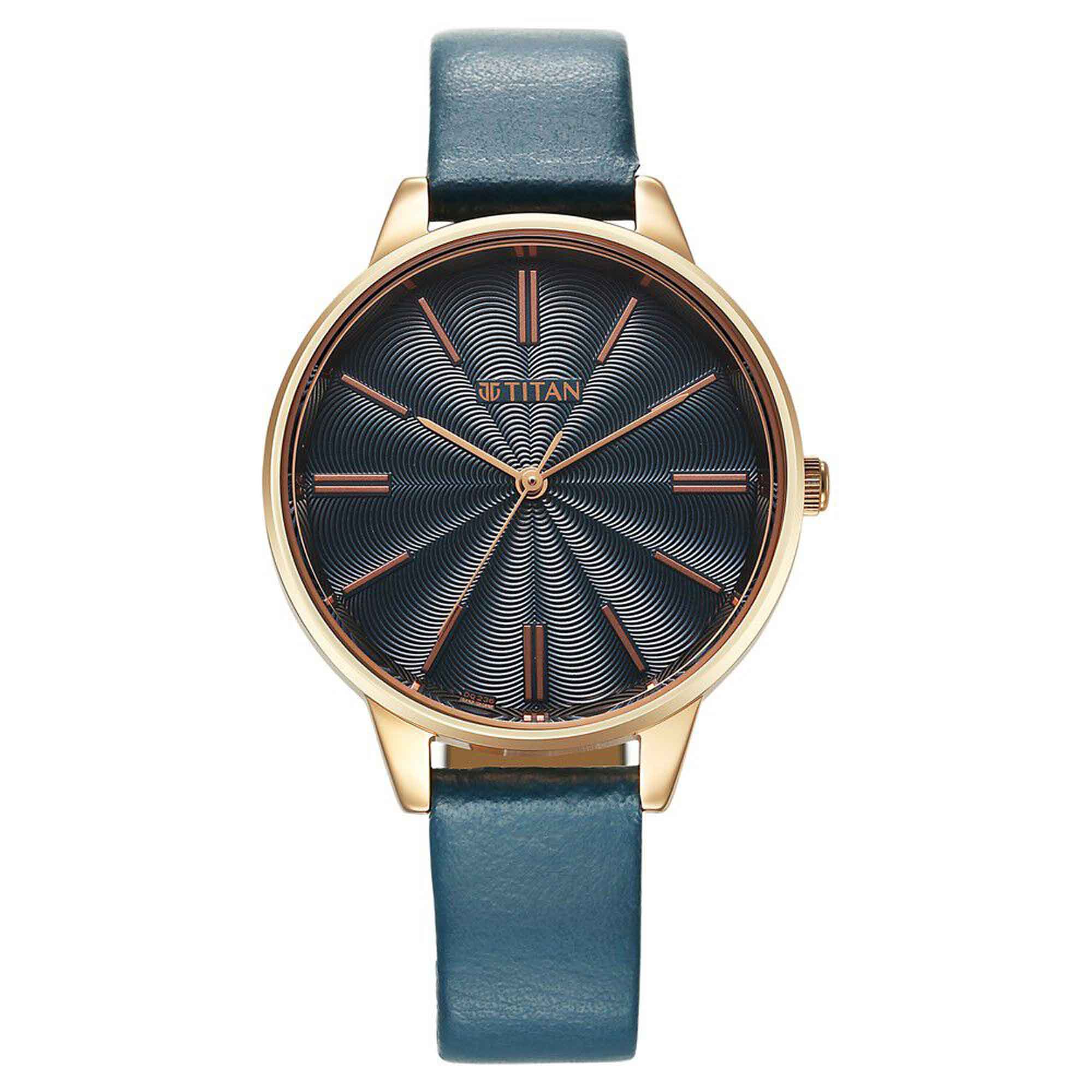 Titan Women's Watch Analog Blue Dial with Blue Leather Strap, 2648WL08