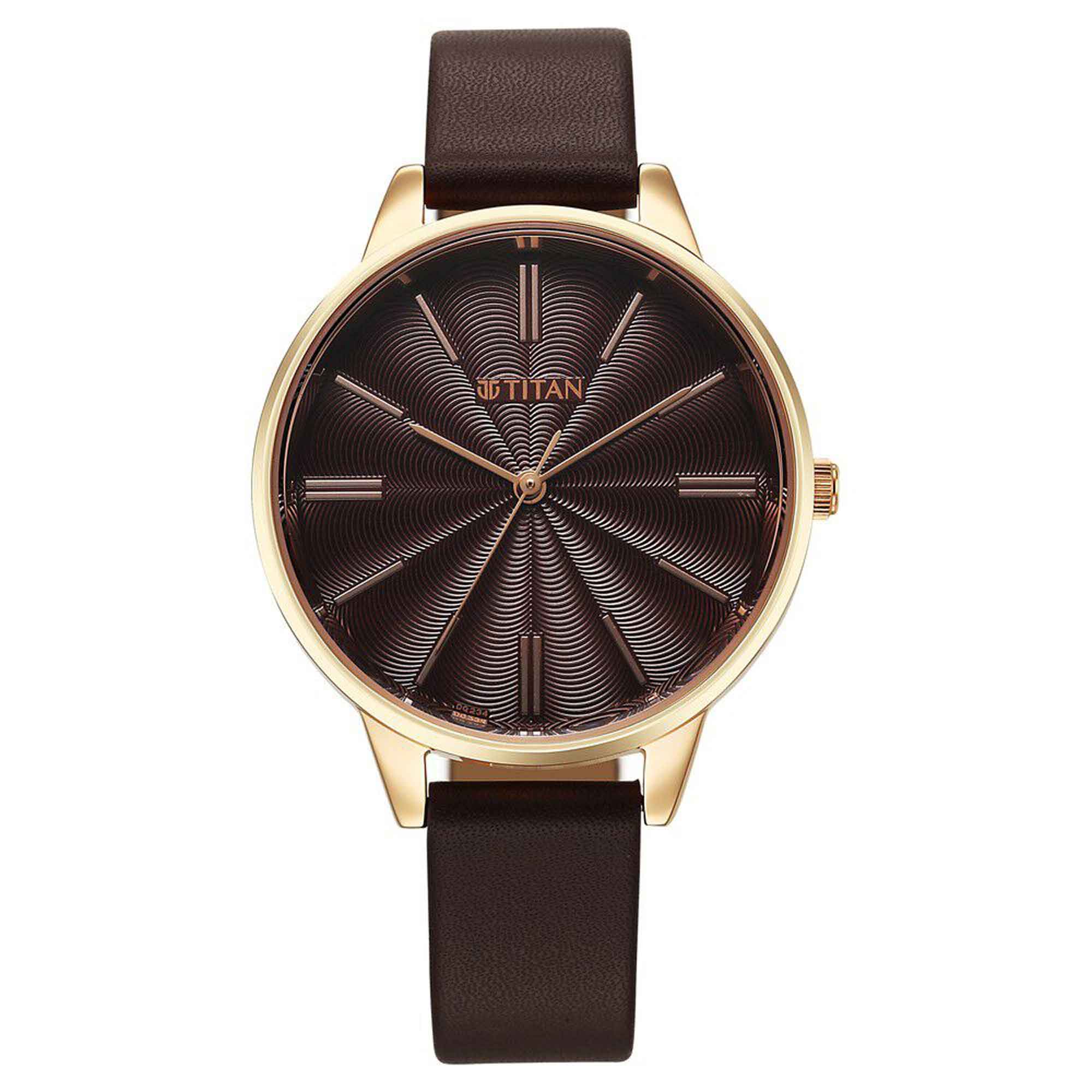 Titan Women's Watch Analog Brown Dial with Brown Leather Strap, 2648WL09