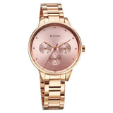 Titan Women's Watch Analog Pink Dial with Rose Gold Stainless Steel Band, 2648WM08