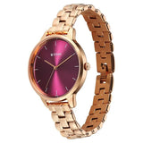 Titan Women's Analog Maroon Grey Dial With Rose Gold Stainless Steel Strap , 2648WM11