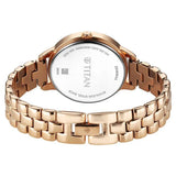 Titan Women's Analog Watch Grey Dial With Rose Gold Stainless Steel Strap , 2648WM12