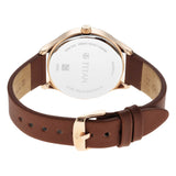 Titan Women's Watch White Dial Brown Leather Strap Watch, 2649WL01 - view 4