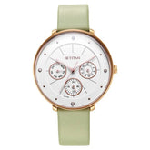 Titan Neo Women's Watch with White dial and Brass Solid Link Strap, 2651SM09