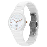 Titan Women's Edge Watch Ceramic Collection, White Dial White Ceramic Strap, 2653QC04
