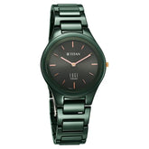 Titan, Women's Watch Edge Ceramic Collection, Green Dial Green Ceramic Strap, 2653QC06