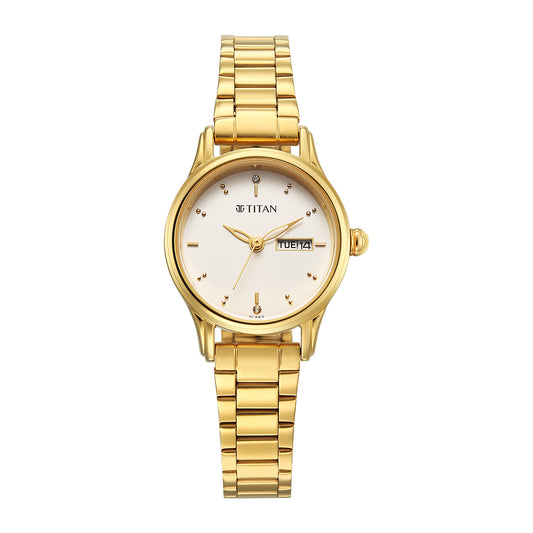 Titan, Women, Analog, Watch, White Dial, Metal Strap, 2656YM02