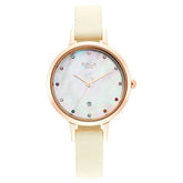 Titan Women's Watch Raga Mother of Pearl Dial Beige Leather Strap Watch, 2666WL03