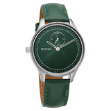 Titan Yin & Yang Women's Watch Analog Green Dial With Green Leather Strap, 2670SL05