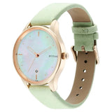 Titan Pastels Women's Watch Analog Mother of Pearl Dial With Green Leather Strap, 2670WL04