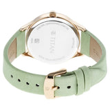 Titan Pastels Women's Watch Analog Mother of Pearl Dial With Green Leather Strap, 2670WL04