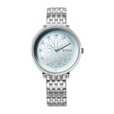 Titan Marhaba Collection Sky Blue Dial Silver Stainless Steel Strap Watch for Women, 2673SM03