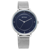 Titan Women's Quartz Blue Dial with Stainless Steel Mesh Band 2673SM04