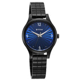 Titan Women's Watch Analog Blue Dial with Black Stainless Steel Band, 2679NM02