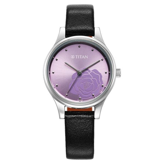 Titan, Women, Analog, Watch, Purple Dial, Leather Strap, 2679SL01