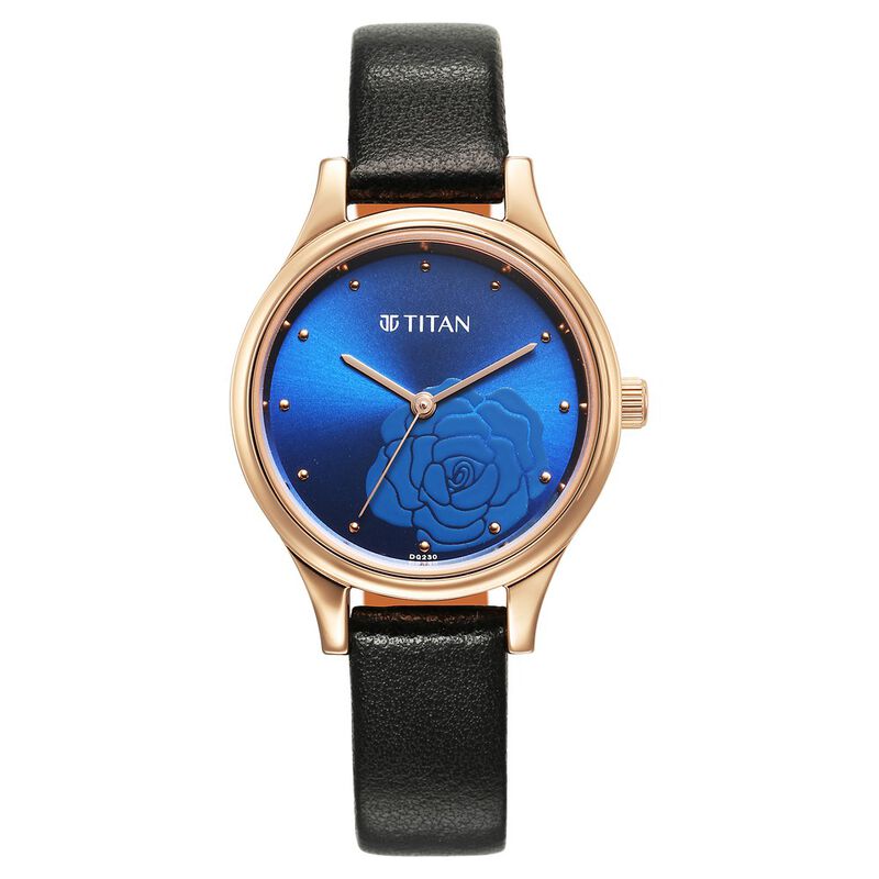 Titan, Women's Watch Analog Blue Dial With Brown Leather Strap, 2679WL01