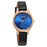 Titan Women's Watch Analog Blue Dial With Black Leather Strap, 2679WL01