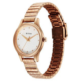 Titan Women's Watch Analog White Dial with Rose Gold Stainless Steel Band, 2679WM02